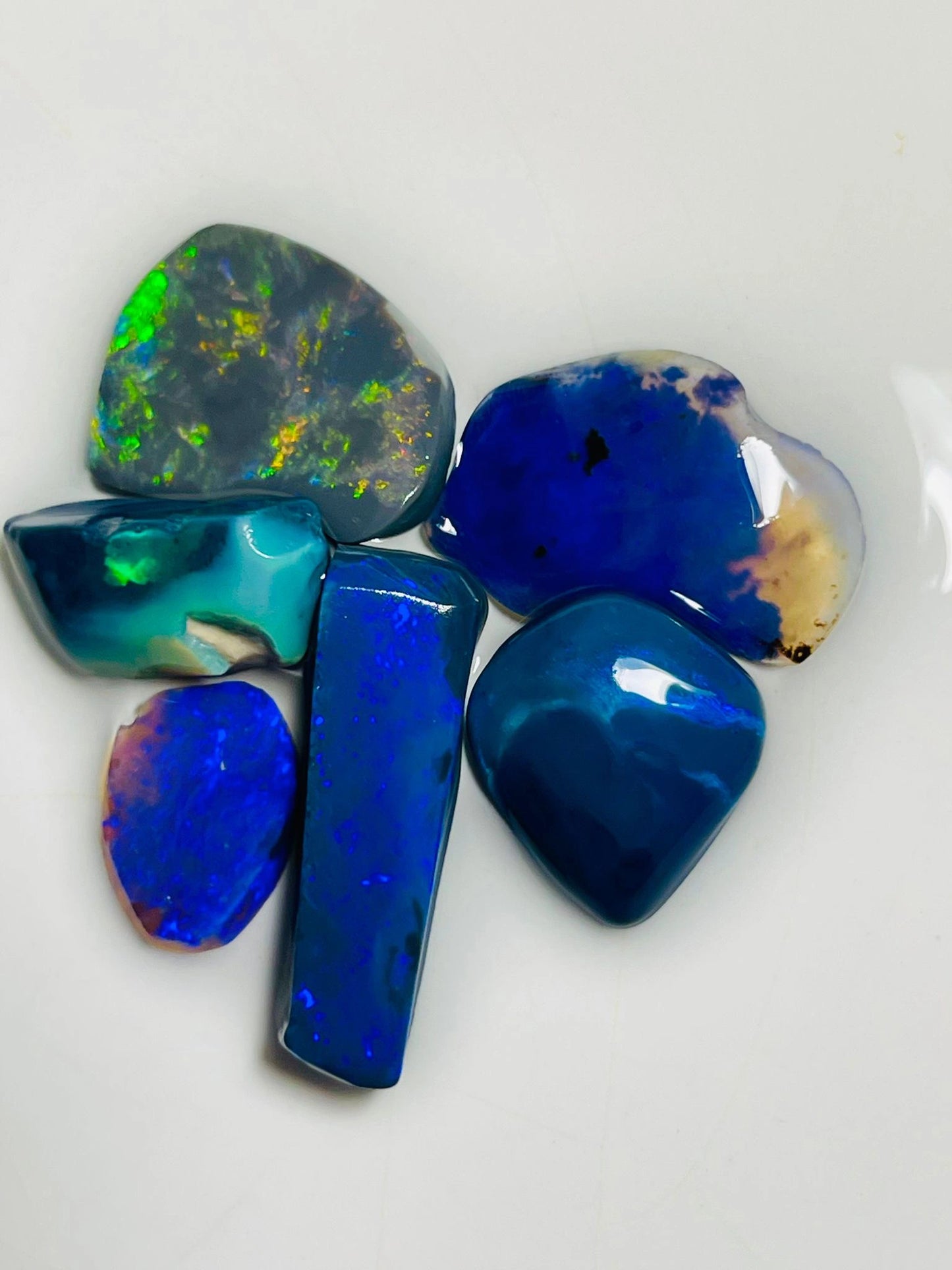 33cts Lightning Ridge Black Opal Rubs parcel with gorgeous Faces and fires 23x7x5 to 12x9x3 mm SKU#9279
