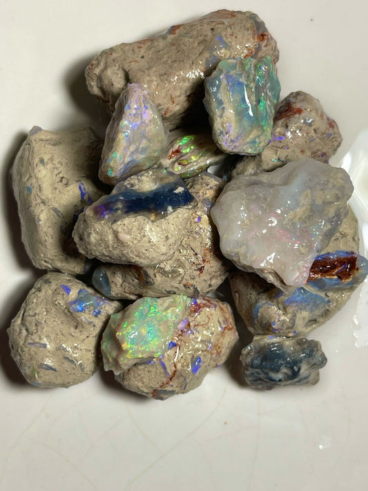 Colourful Lightning Ridge Opal Formations parcel 265.00cts Some Bright bars to chase 28x15x14 to 14x13x5 mm SKU#RLN012