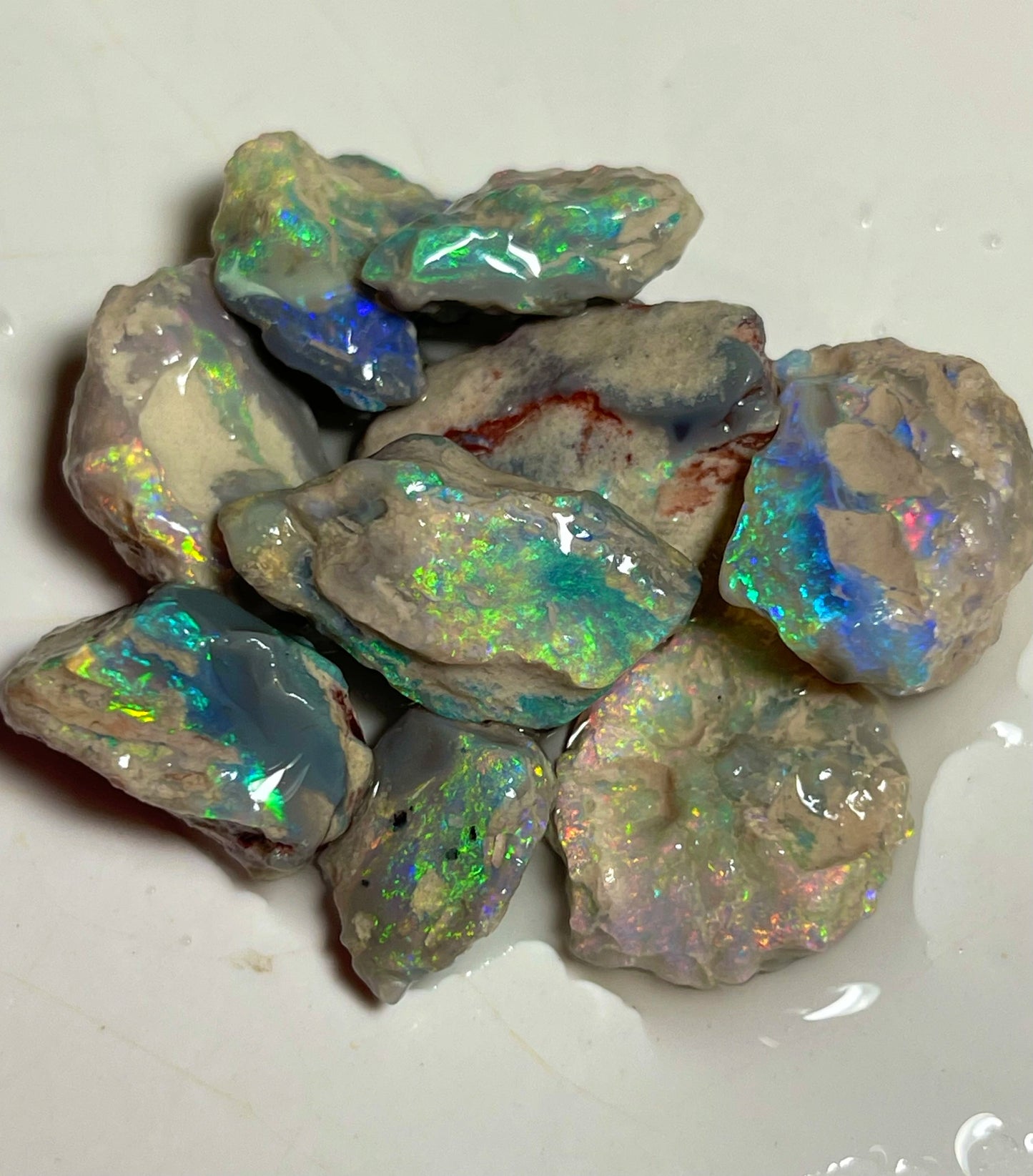 Bright Multicolour knobby & Seam opal formations 93.75cts Lighting Ridge Lots of potential to cut 24x16x7mm to 14x14x5mm SKU#RLN015