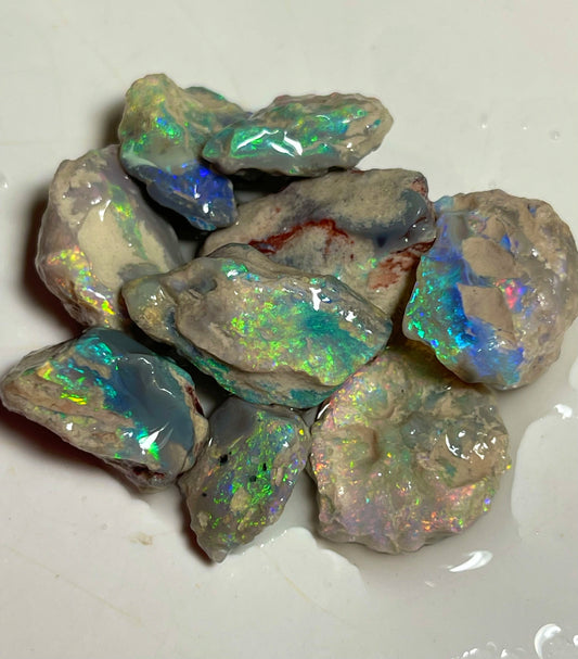 Bright Multicolour knobby & Seam opal formations 93.75cts Lighting Ridge Lots of potential to cut 24x16x7mm to 14x14x5mm SKU#RLN015