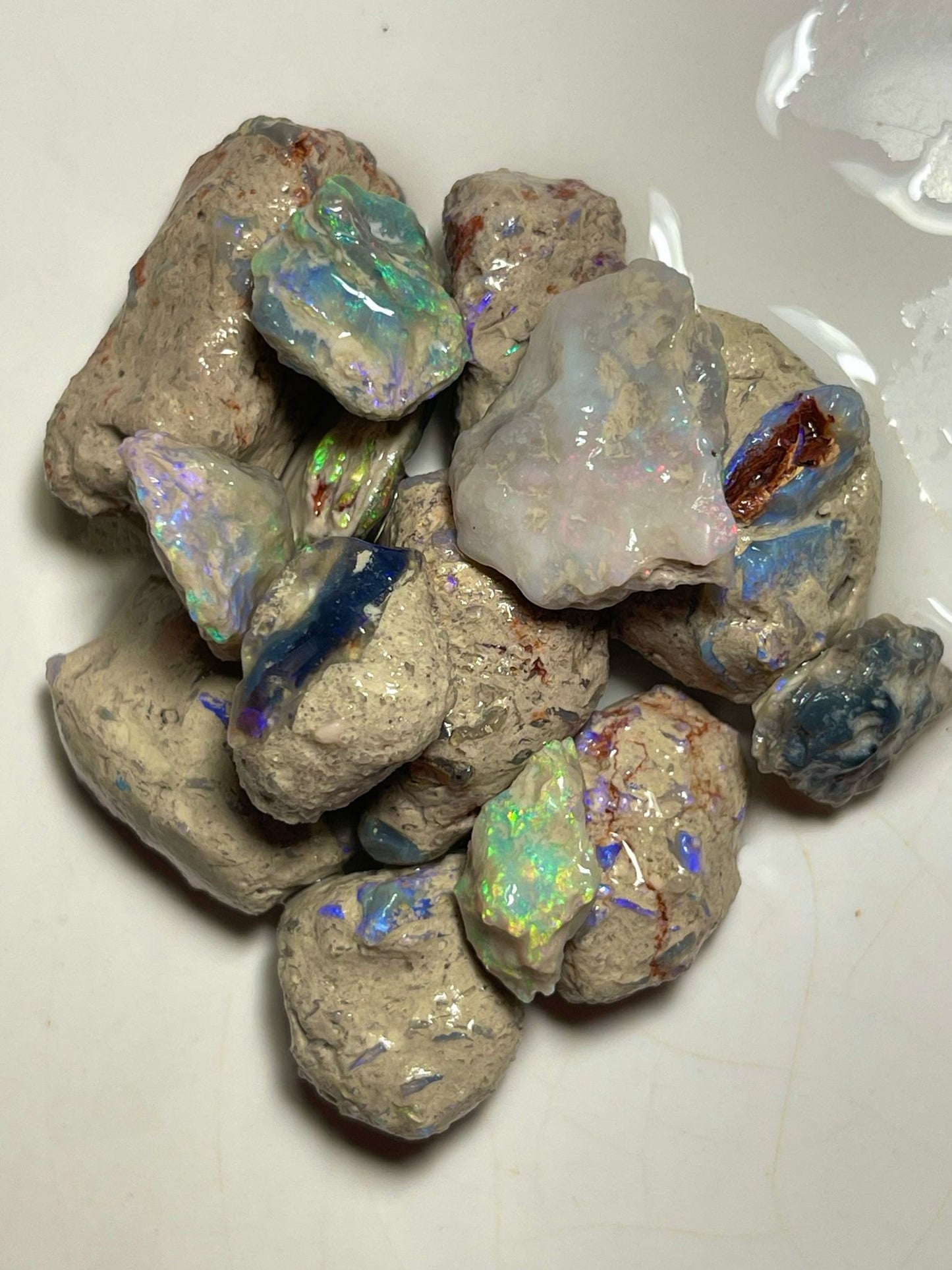 Colourful Lightning Ridge Opal Formations parcel 265.00cts Some Bright bars to chase 28x15x14 to 14x13x5 mm SKU#RLN012