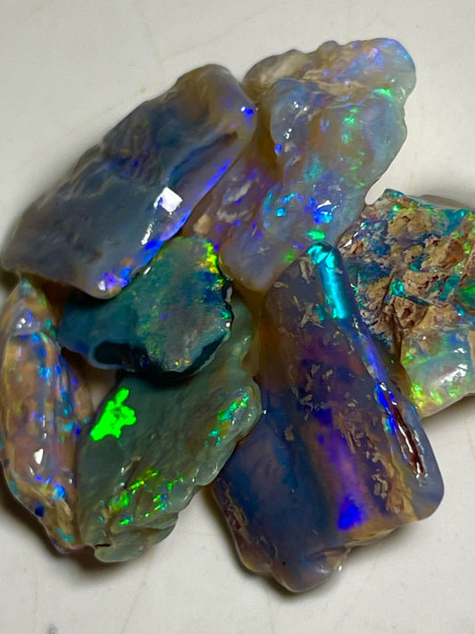 Cutters Rough opal parcel Lightning Ridge 38.75cts Very Bright Multicolour material to cut  22x14x2mm to 15x9x1.5 mm SKU#RLN007