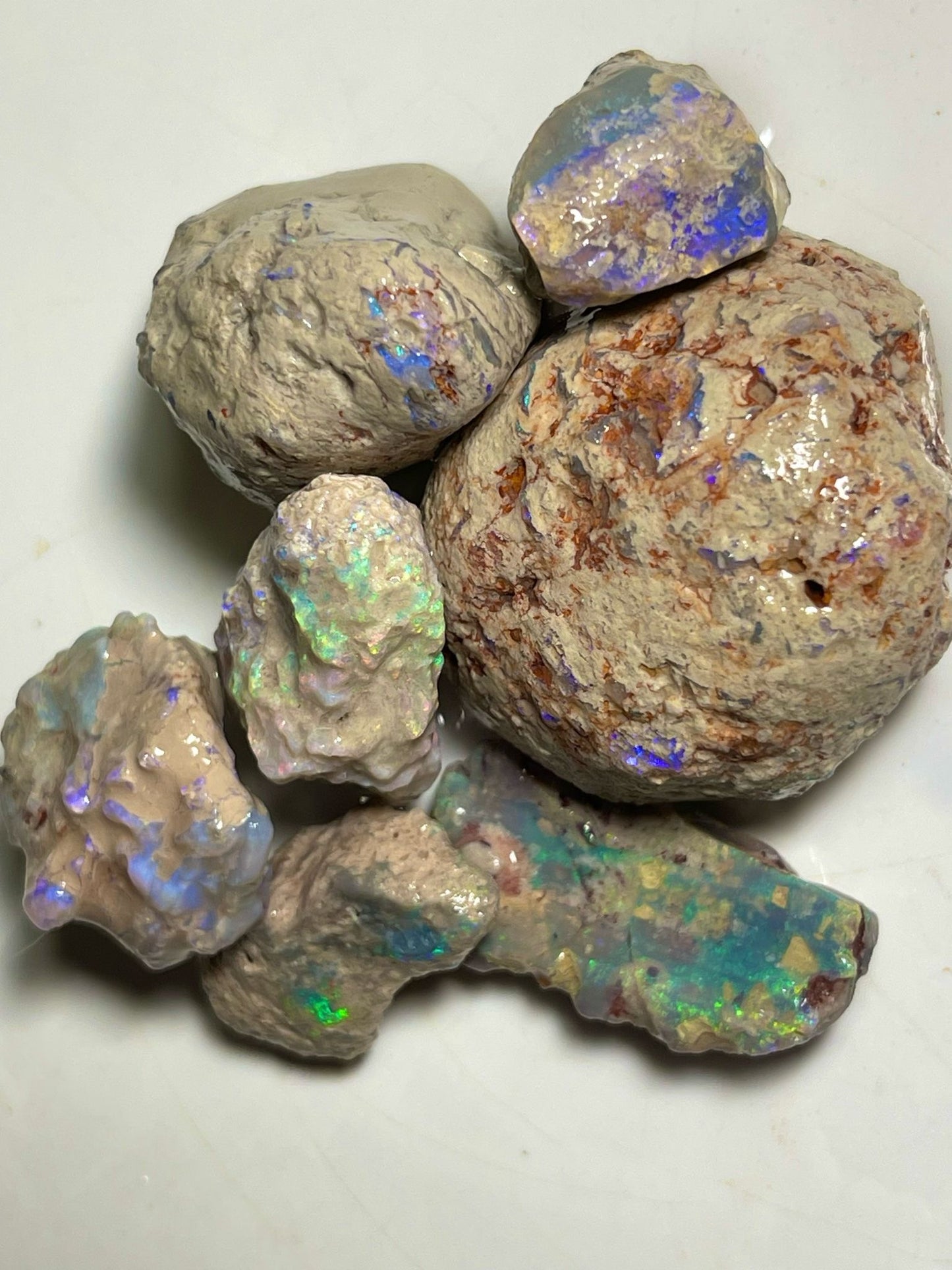 Lightning Ridge Big knobby & Seam formations 375.00cts Nice colours showing to chase or carve 40x30x20mm to 26x14x9 mmSKU#RLN004