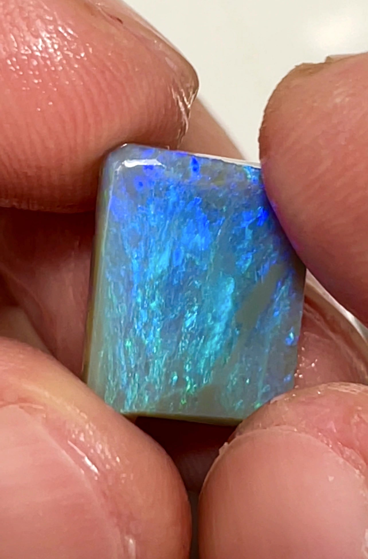 5.40cts Lightning Ridge Dark Opal Rub Clean gorgeous bright greens/ Blues 15.000 x 12.000 x 3.000 mm SKU#1807
