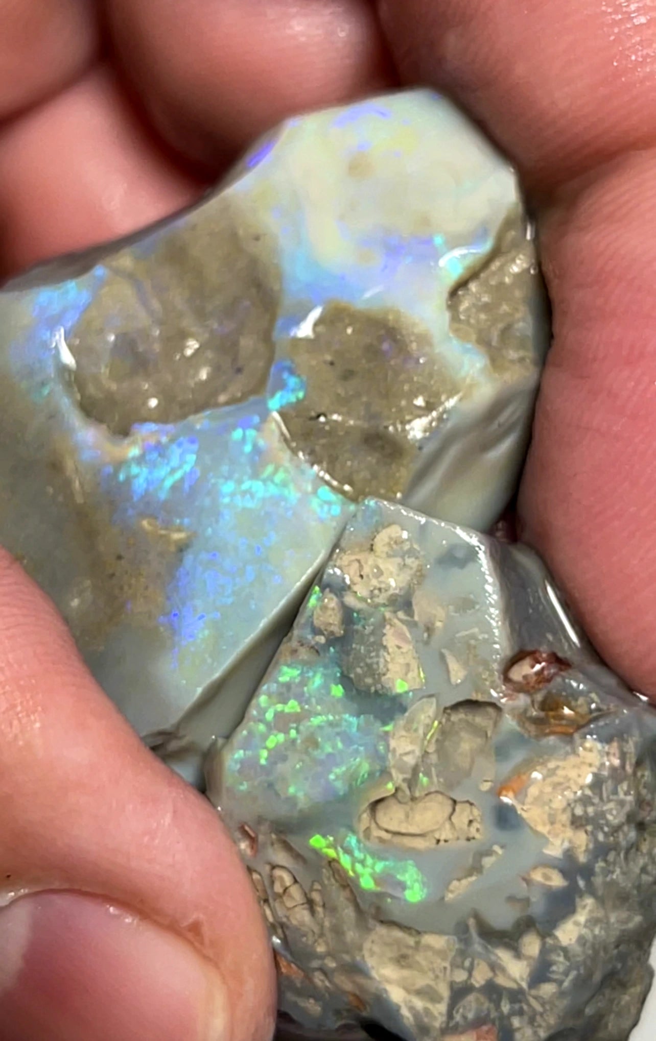 100cts Lightning Ridge Big Thick Dark Opal Rubs pair gorgeous Bright fires 35x30x9mm & 24x22x12mm SKU#6497