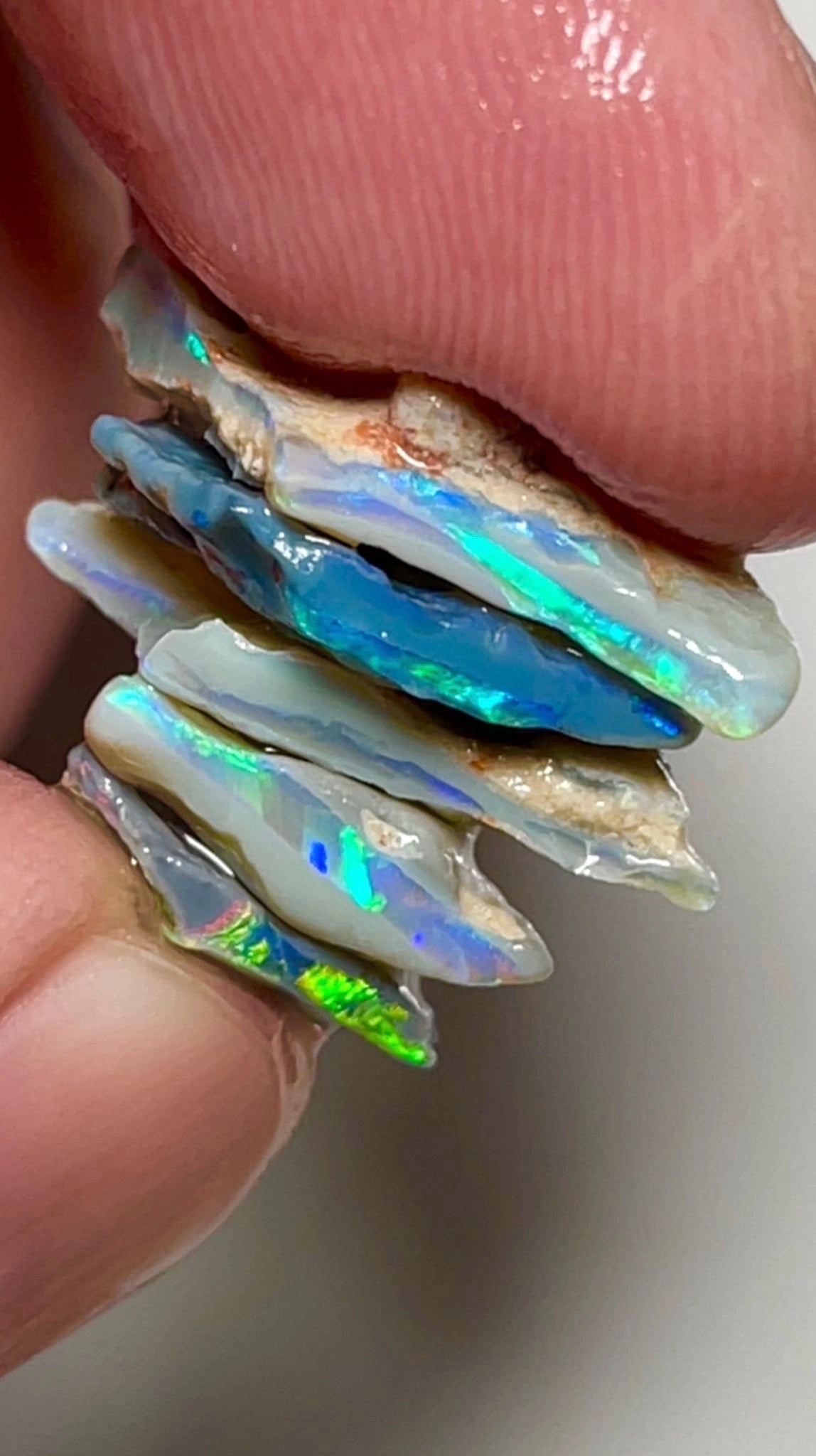 16.75cts Lightning Ridge Rough Opal Dark & Crystal Seam stack with vibrant & sharp multicolours SKU#9860