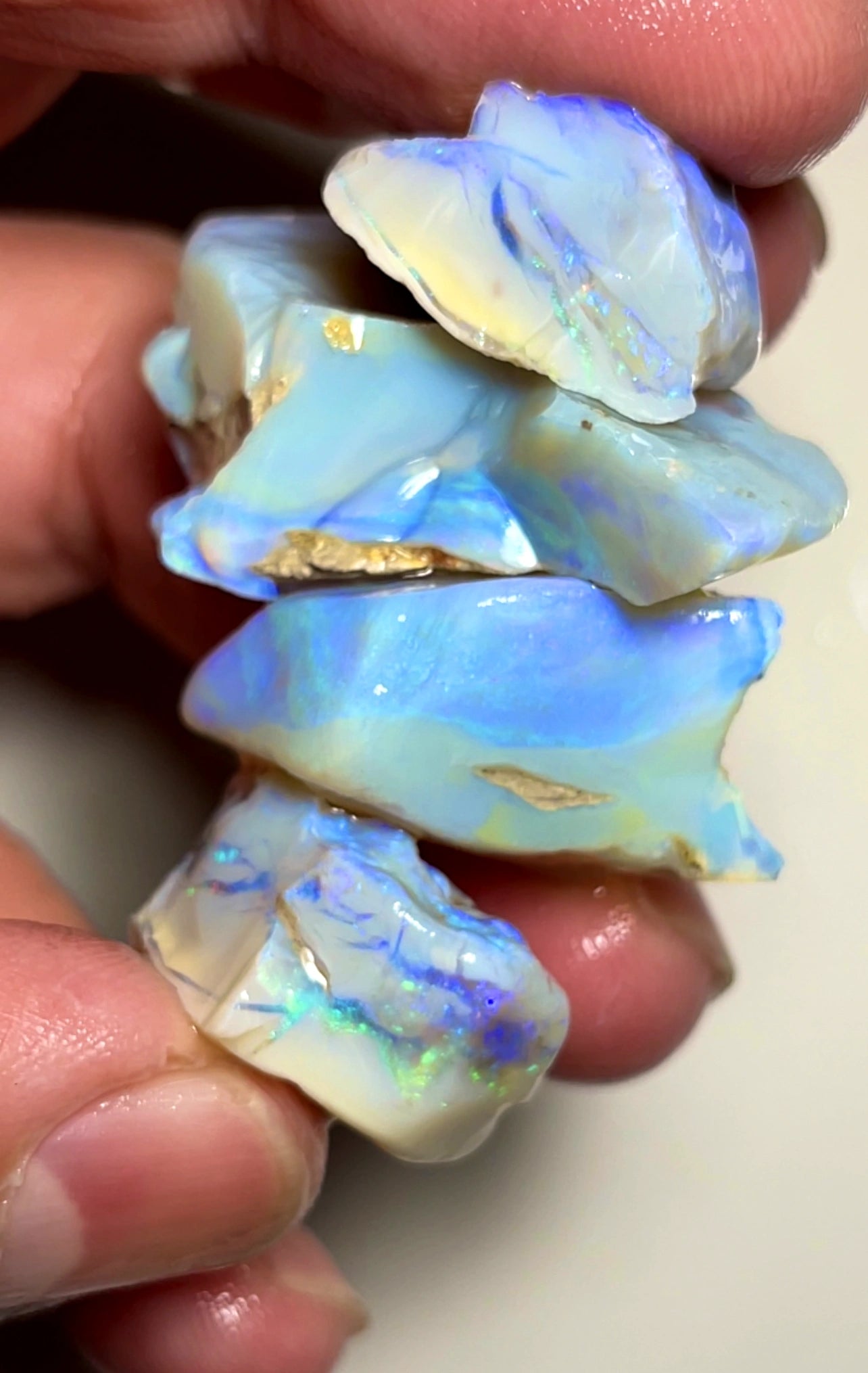 145cts Lightning Ridge Rough Opal Big Thick Clean Seam lots bright gorgeous fires 40x25x13mm to 20x20x10mm SKU#6506