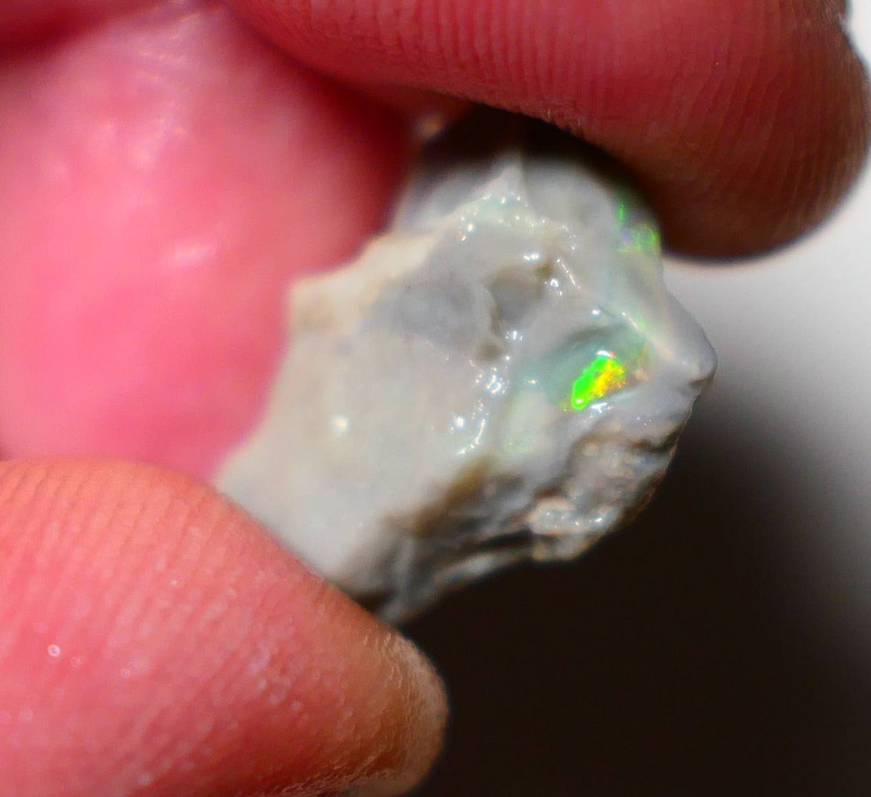 9.5cts Lightning Ridge Rough Opal Gamble Dark Seam Bright Multifires 19x15x7mm SKU#CA001