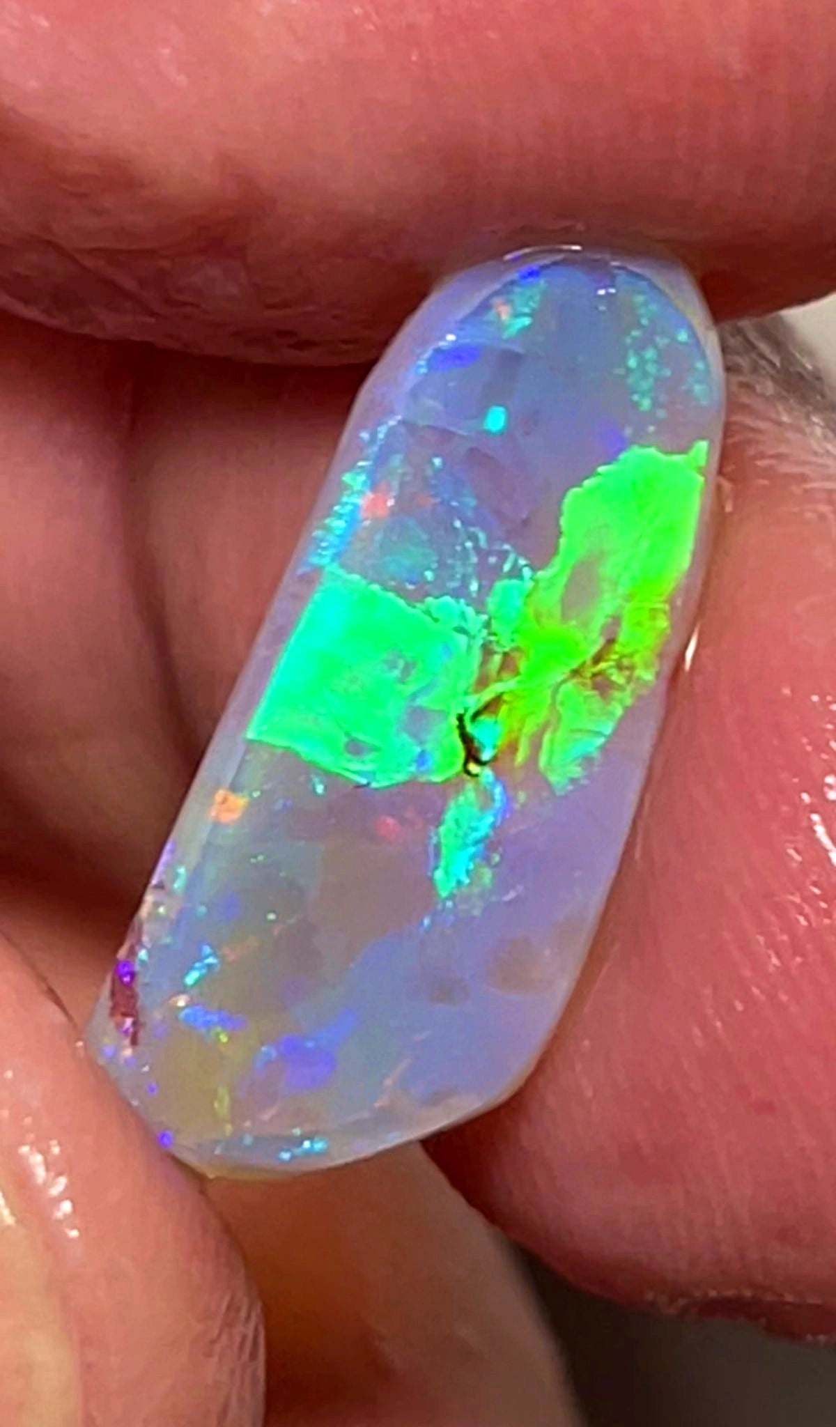 3.8cts Lightning Ridge Crystal Opal Rub gorgeous Bright Vivid Vibrant Multicolours 20x8x2 mm SKU#2664