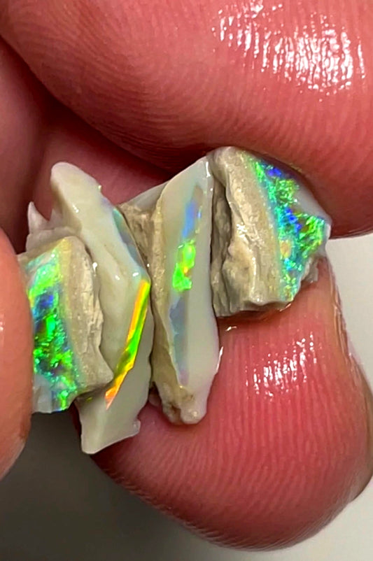 7.75cts Lightning Ridge Rough Opal Dark Seam Vivid Vibrant gorgeous Multifires 13x10x4mm to 8x6x5mm SKU#0287