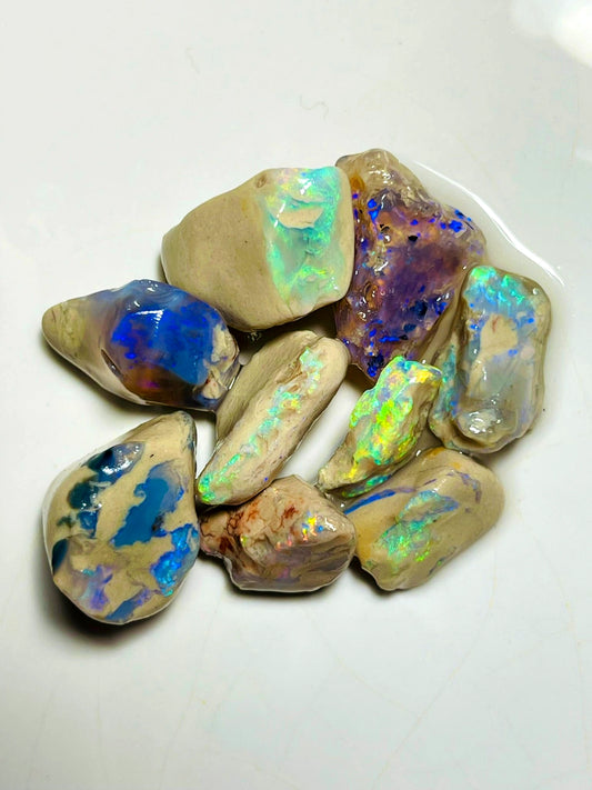 86cts Lightning Ridge Rough Opal Coocoran Knobby Gorgeous Bright Multi colours 16x15x13mm to 12x10x5mm SKU#0895