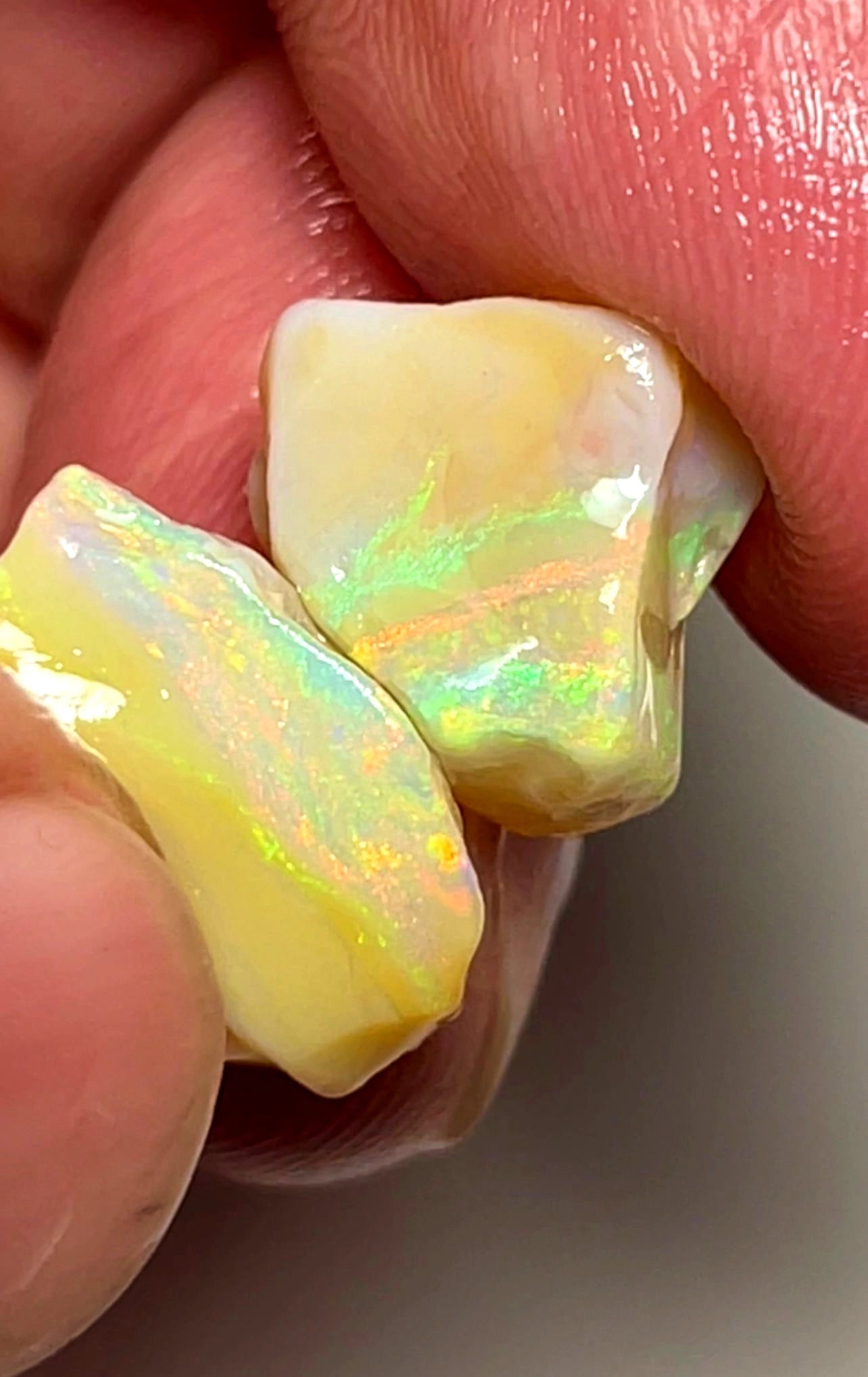 12.75cts Lightning Ridge Rough Opal Crystal Seam Bright gorgeous Multifires 15x9x7mm & 10x9x8mm SKU#0662