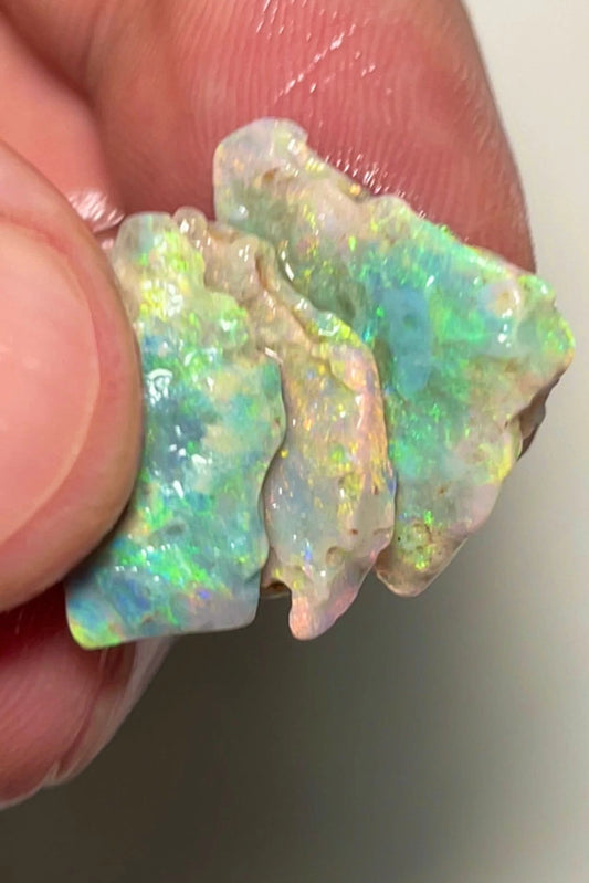 12.75cts Lightning Ridge Rough Opal Dark Crystal Seam to cut Pink Orange Red Multifires 16x15x3mm to 16x11x3mm SKU#9273