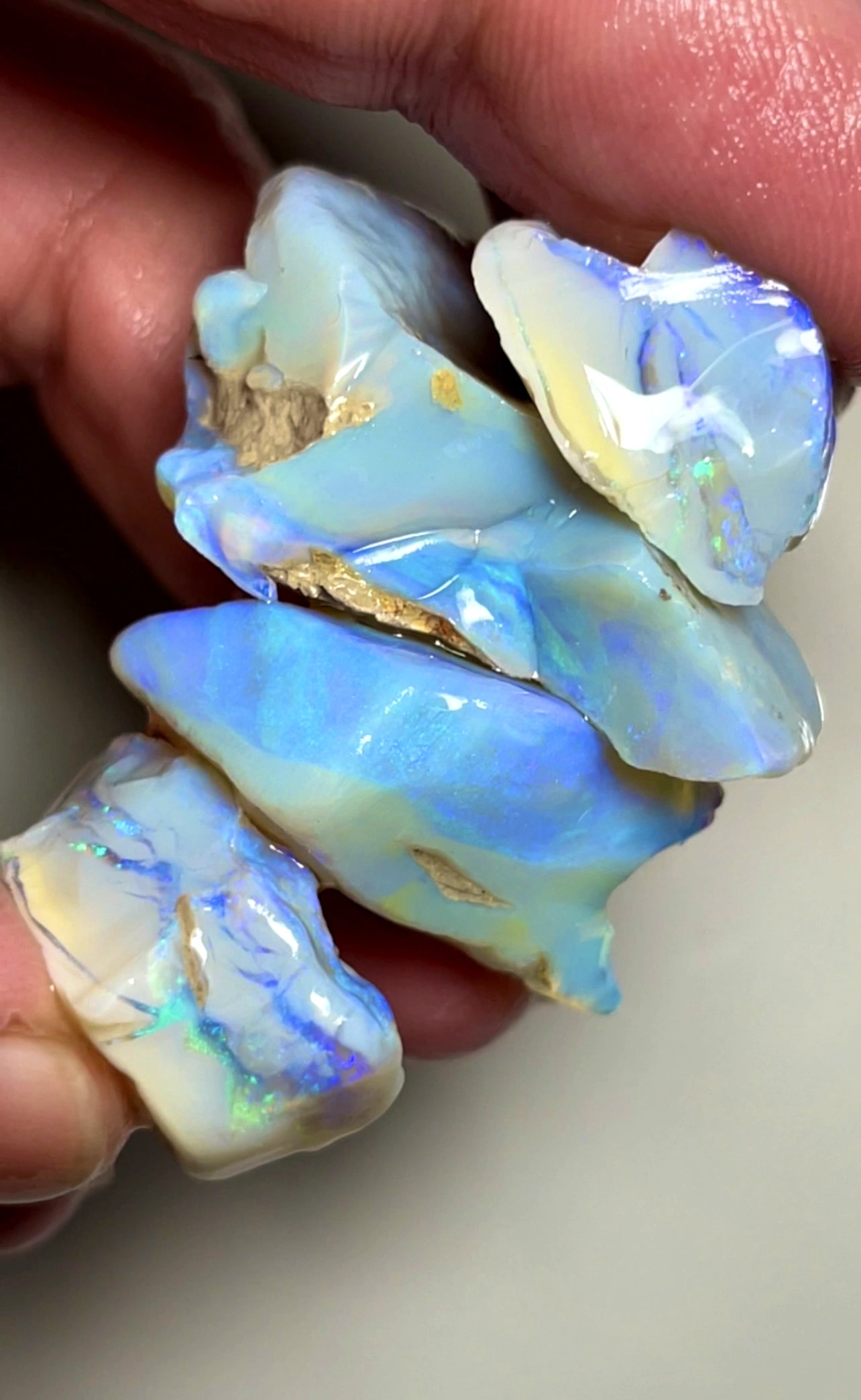 145cts Lightning Ridge Rough Opal Big Thick Clean Seam lots bright gorgeous fires 40x25x13mm to 20x20x10mm SKU#6506