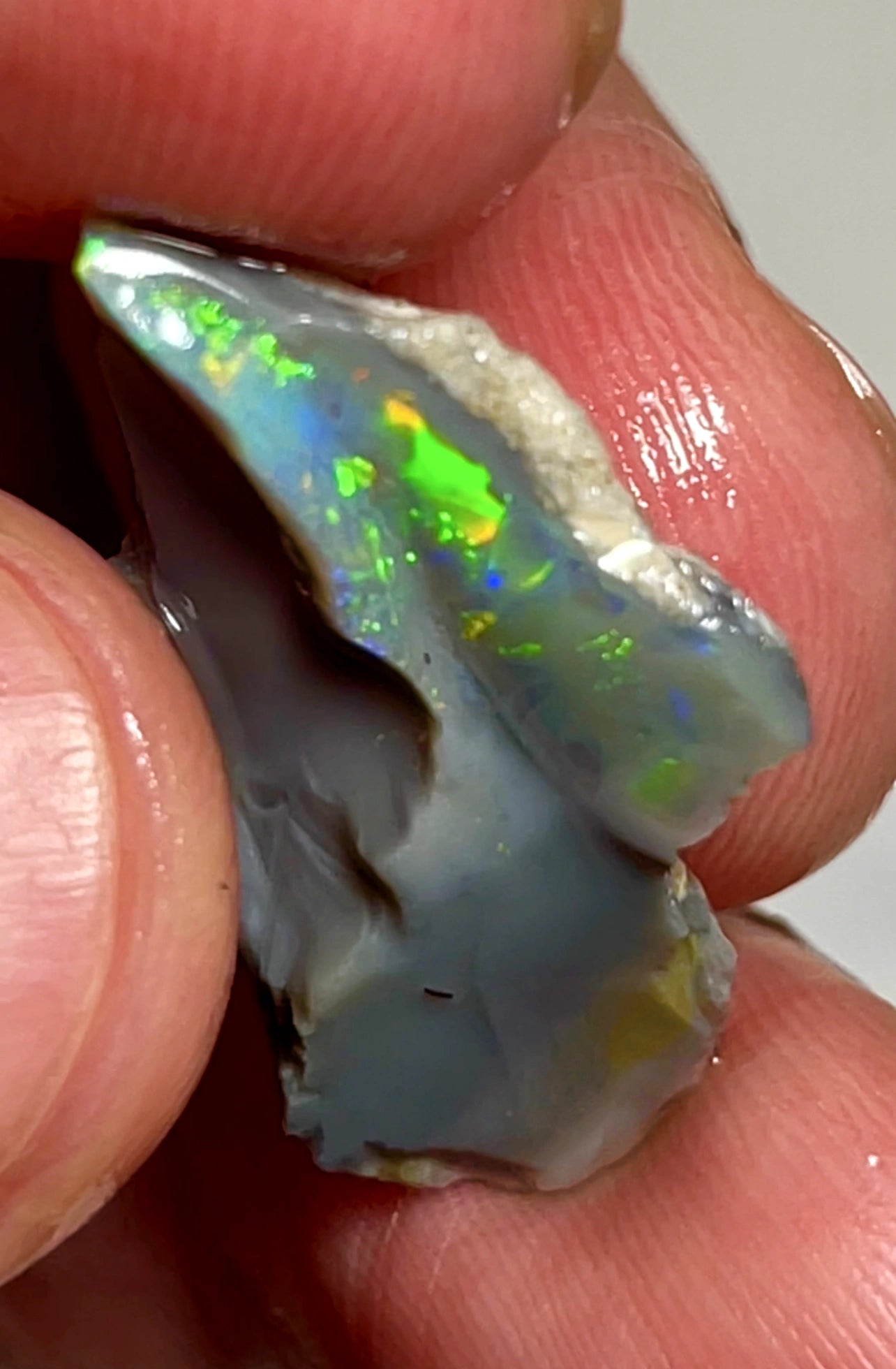 9cts Lightning Ridge Rough Opal Dark Seam gorgeous Green & Golds  25.000 x 17.000 x 4.000 mmSKU#7258