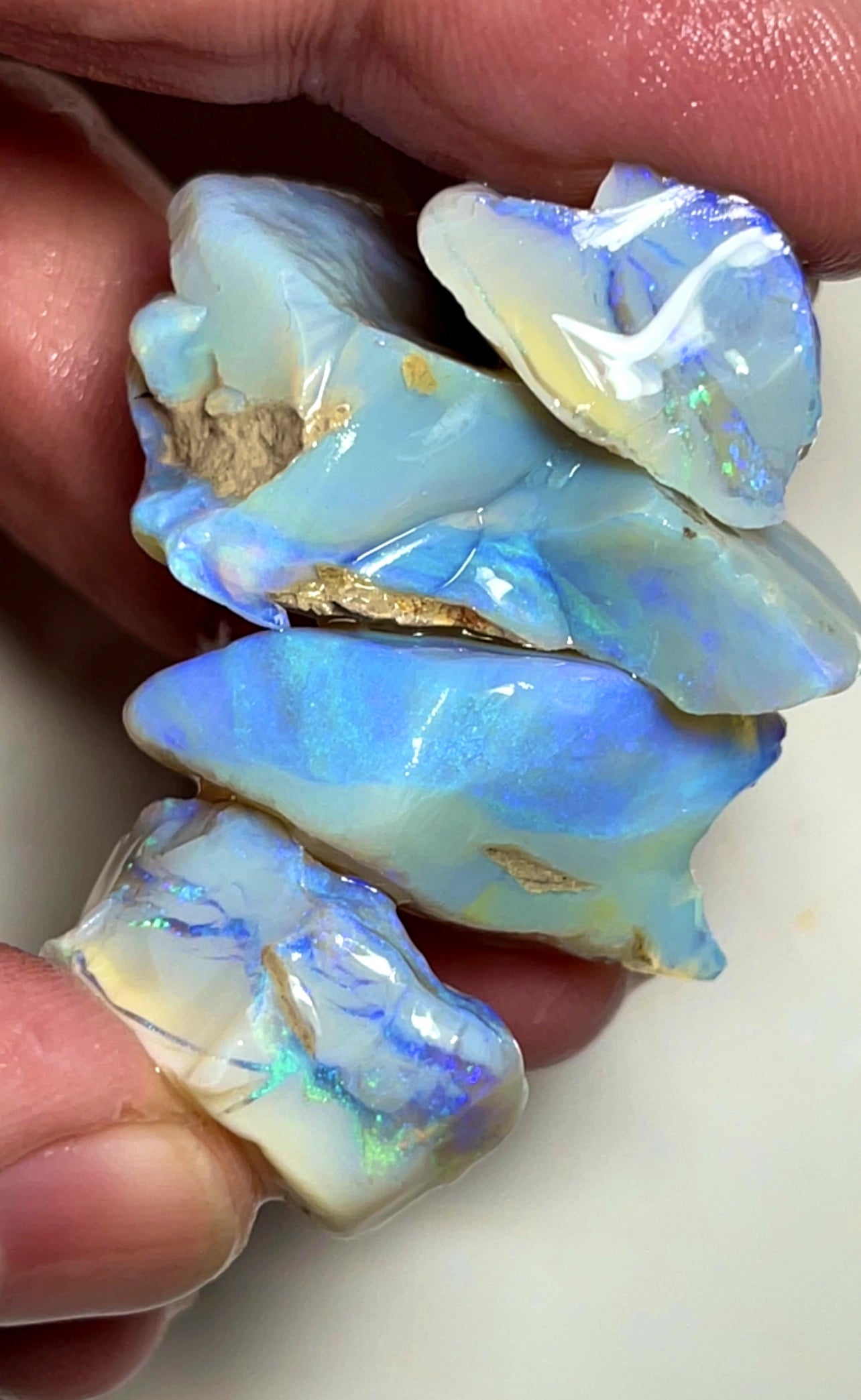 145cts Lightning Ridge Rough Opal Big Thick Clean Seam lots bright gorgeous fires 40x25x13mm to 20x20x10mm SKU#6506