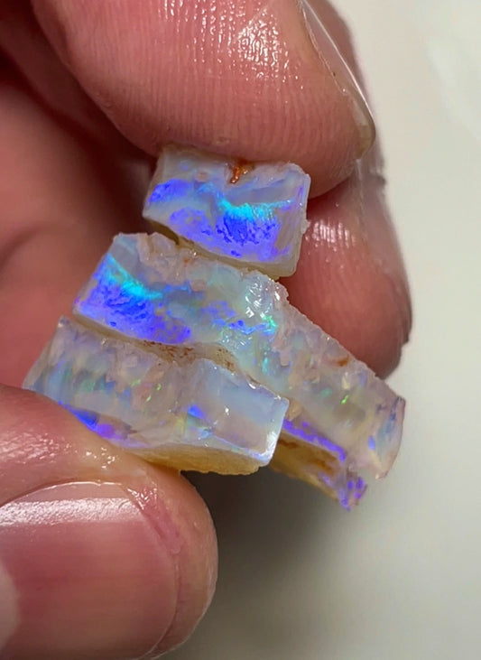 28cts Coober Pedy Rough Seam Opal split Crystal Clean bars with gorgeous bright colours 18x17x6 to 12x8x6mm SKU#9449