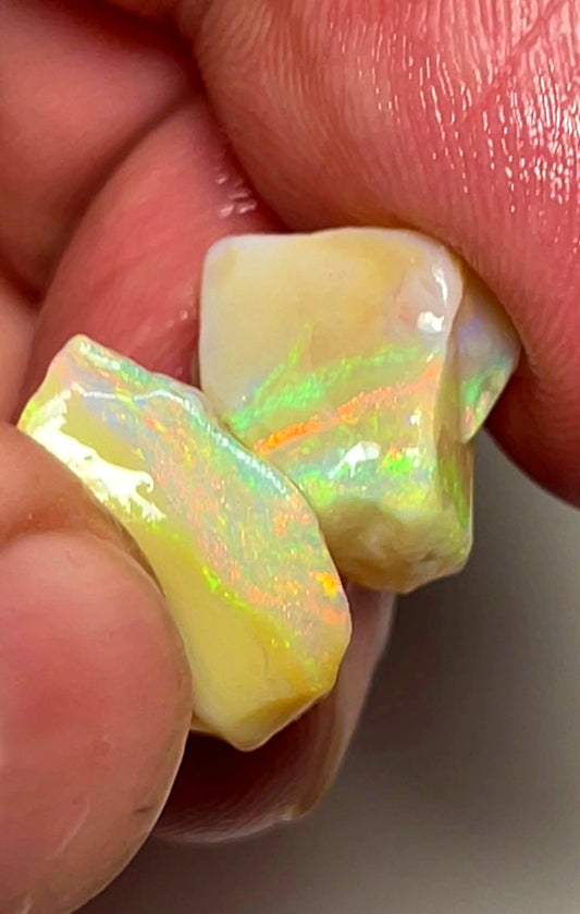 12.75cts Lightning Ridge Rough Opal Crystal Seam Bright gorgeous Multifires 15x9x7mm & 10x9x8mm SKU#0662