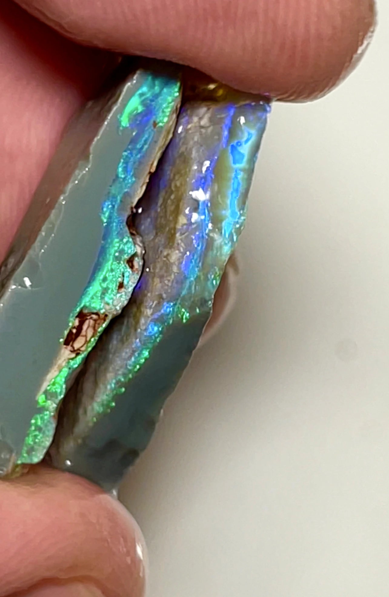 13.5cts Lightning Ridge Rough Opal Dark Seam gorgeous Bright bars 25x10x3mm & 25x7x4mm SKU#7273