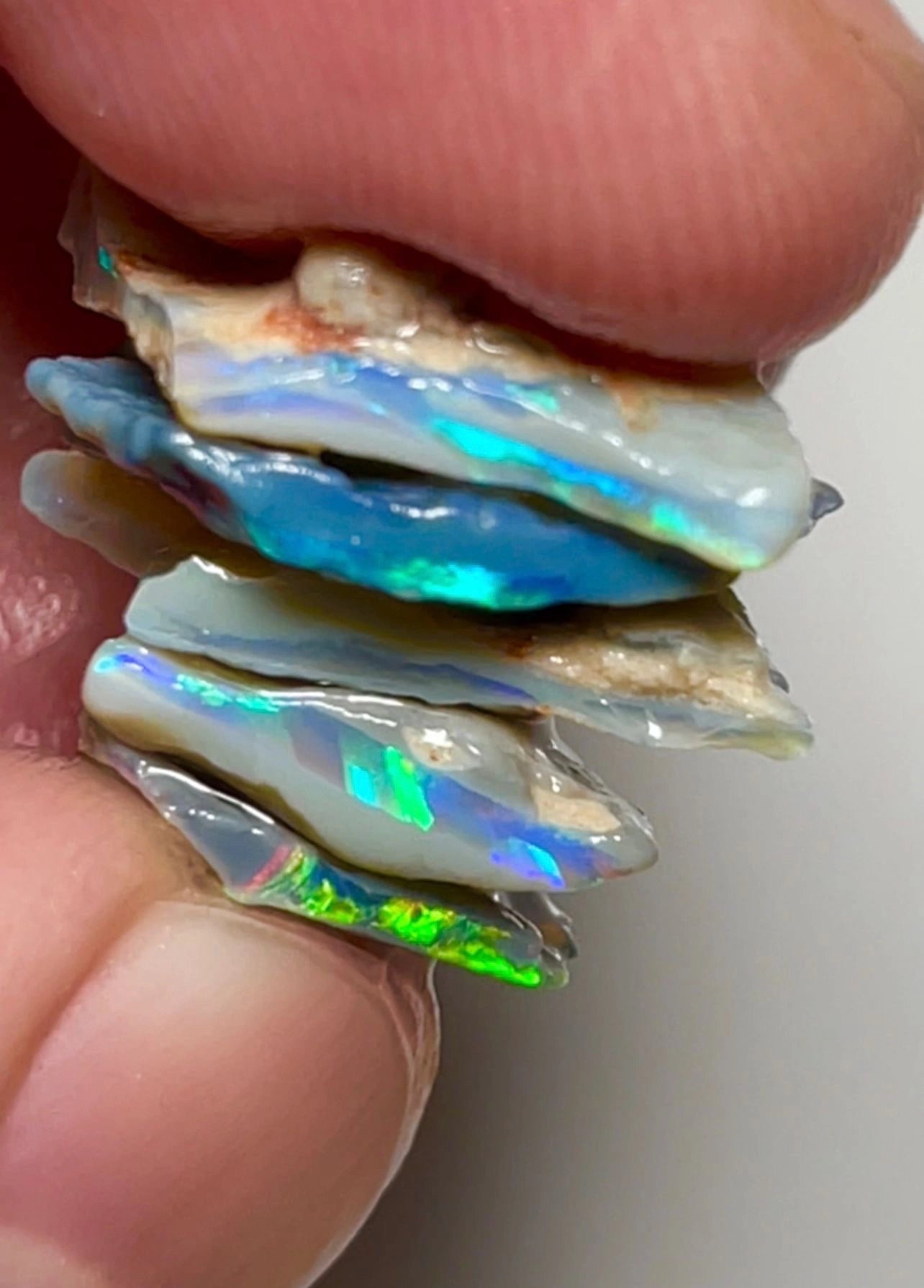 16.75cts Lightning Ridge Rough Opal Dark & Crystal Seam stack with vibrant & sharp multicolours SKU#9860