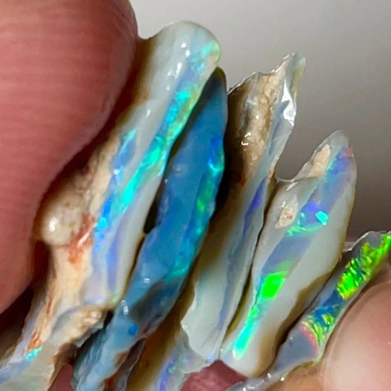 16.75cts Lightning Ridge Rough Opal Dark & Crystal Seam stack with vibrant & sharp multicolours SKU#9860