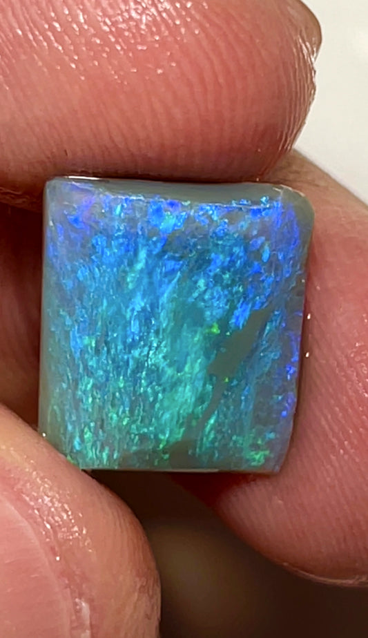 5.40cts Lightning Ridge Dark Opal Rub Clean gorgeous bright greens/ Blues 15.000 x 12.000 x 3.000 mm SKU#1807