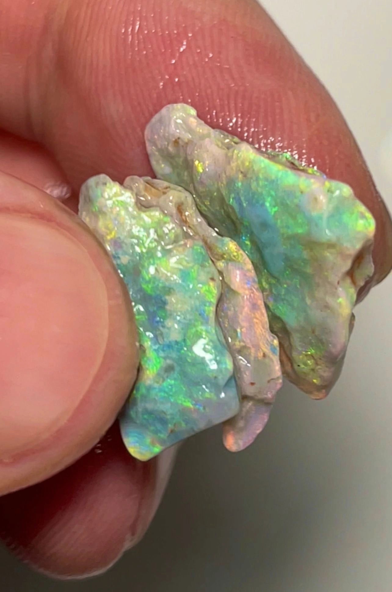 12.75cts Lightning Ridge Rough Opal Dark Crystal Seam to cut Pink Orange Red Multifires 16x15x3mm to 16x11x3mm SKU#9273