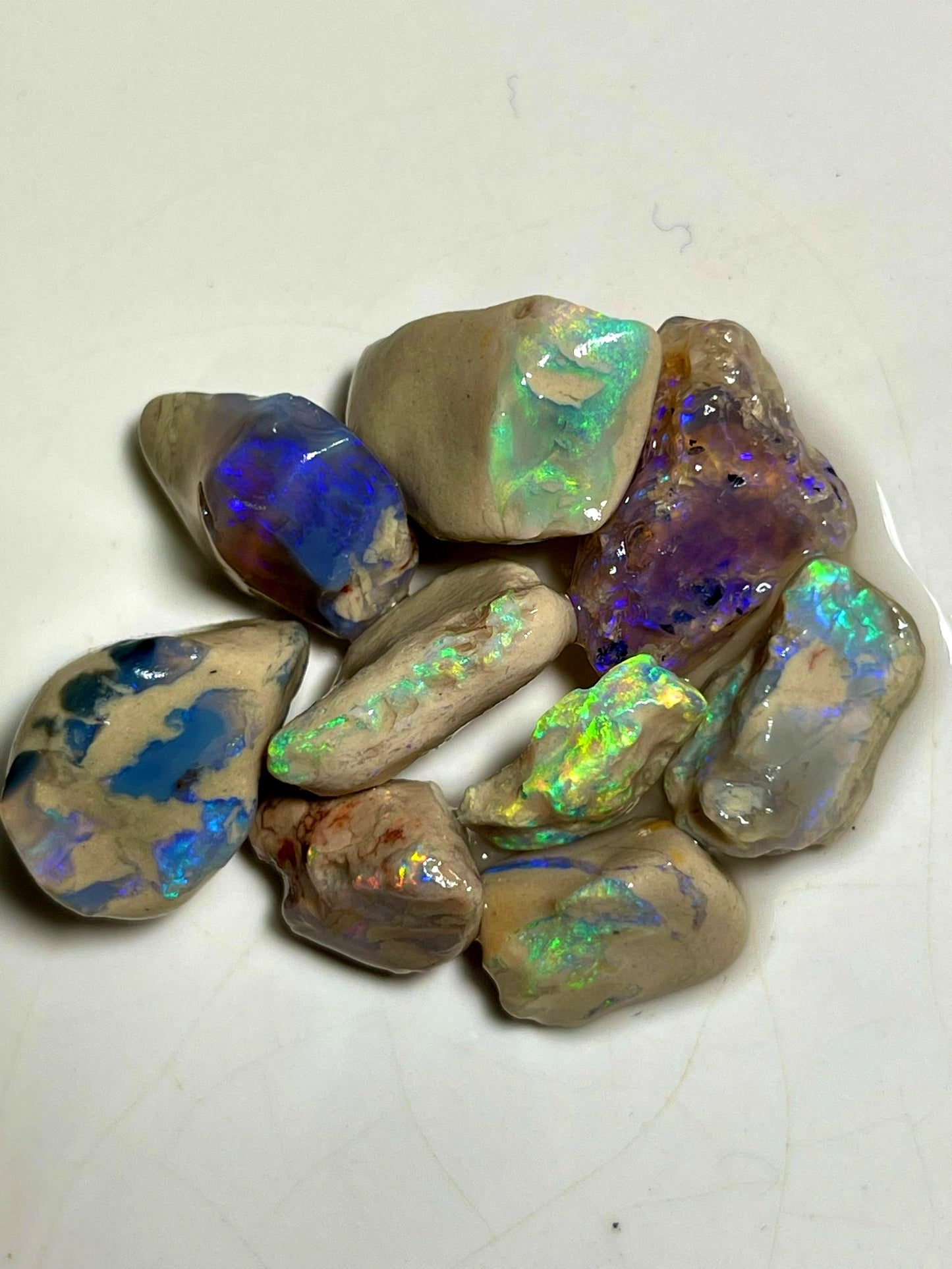 86cts Lightning Ridge Rough Opal Coocoran Knobby Gorgeous Bright Multi colours 16x15x13mm to 12x10x5mm SKU#0895